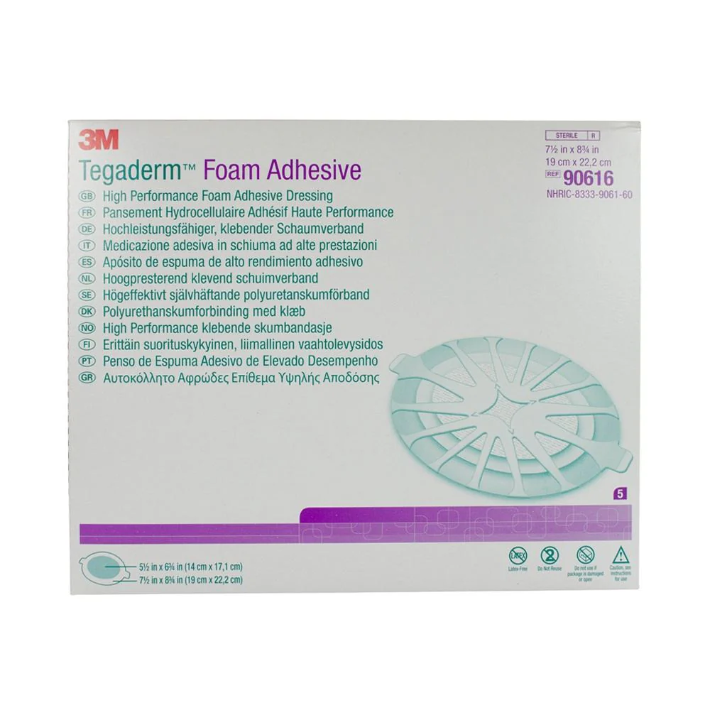 3M Tegaderm 90616 Foam Dressing 7-1/2 X 8-3/4 Inch Oval Adhesive with Border Sterile. Case of 15 - Image 2