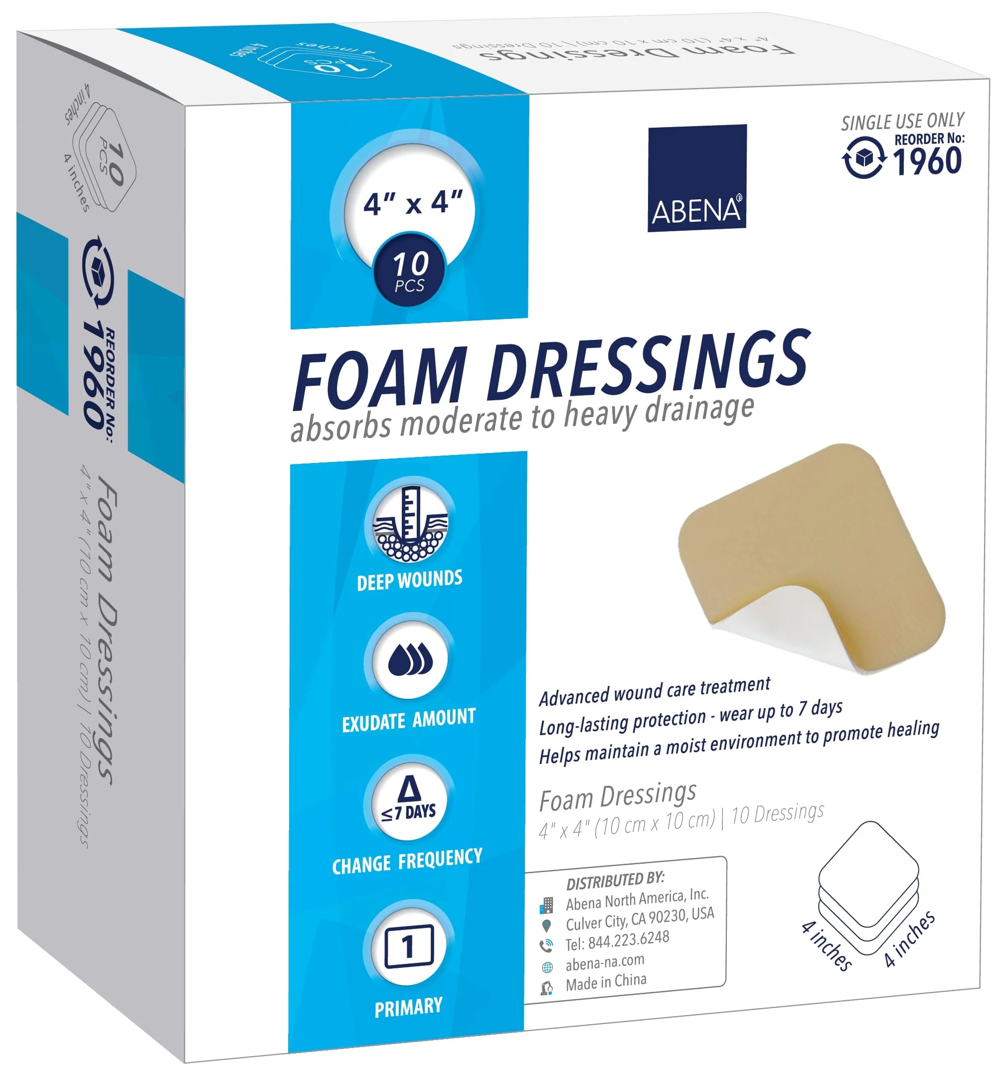 Abena 1960 Foam Dressing, Case of 100 - Image 2