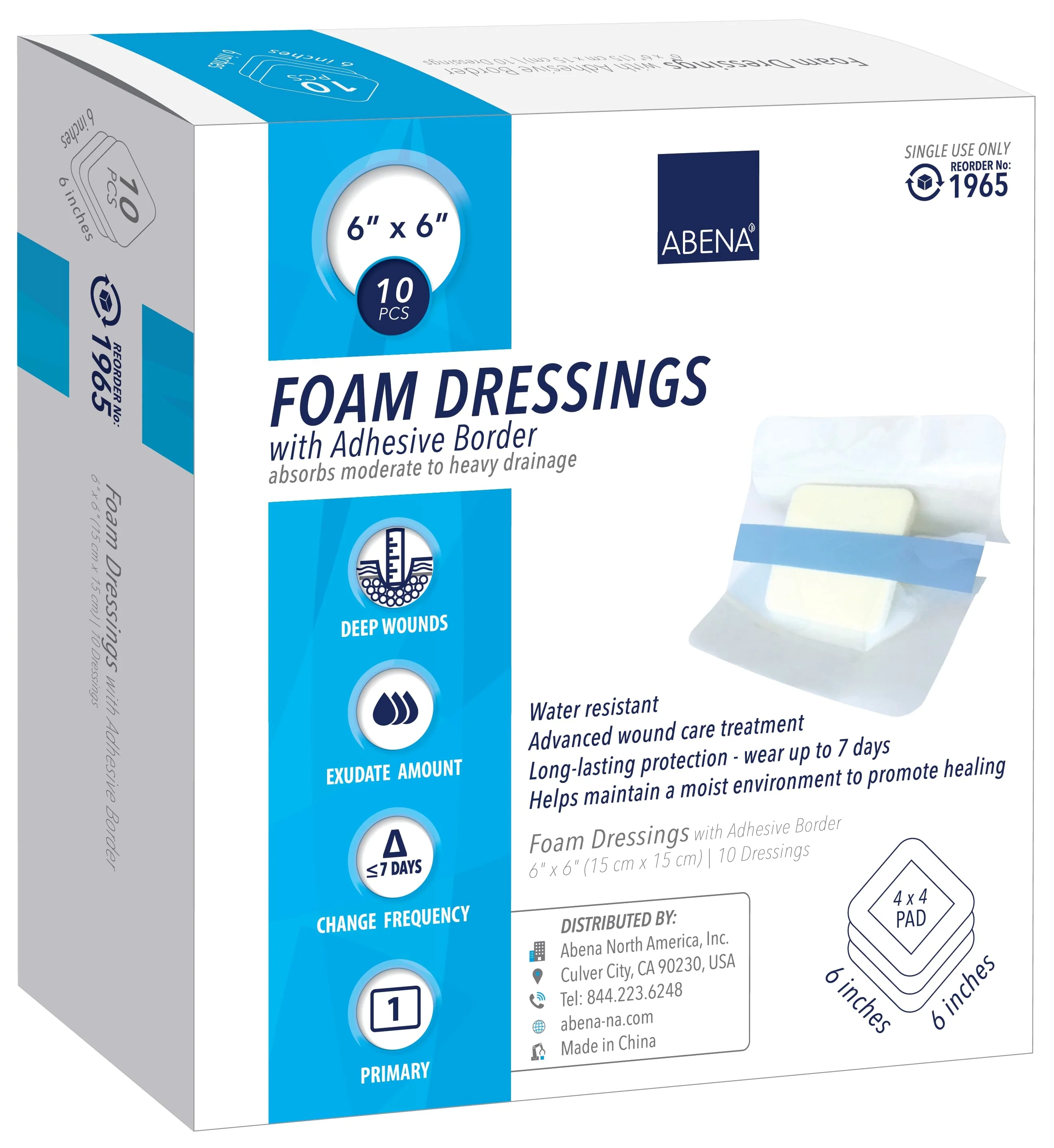 Abena 1965 Foam Dressing, Case of 100 - Image 2