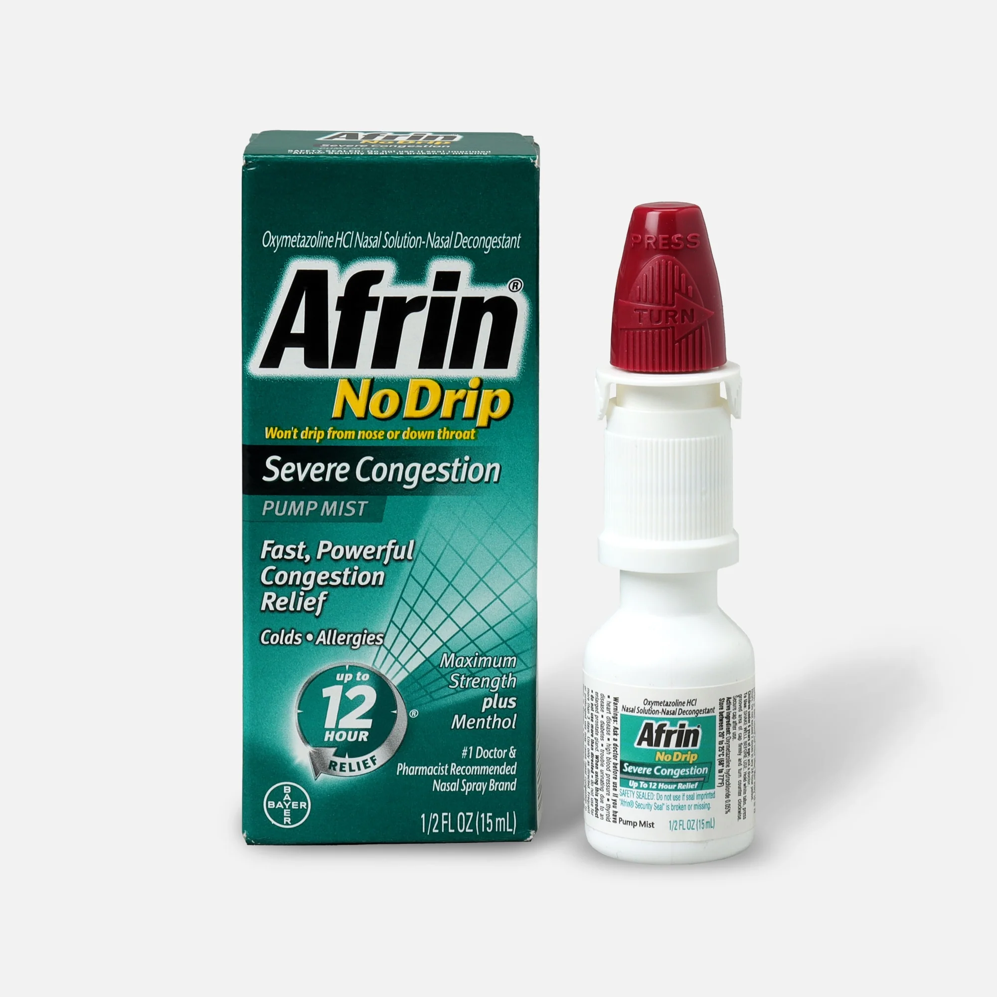 Afrin No Drip Sinus Relief Severe Congestion 0.05% Strength Nasal Spray 15 mL - Image 2