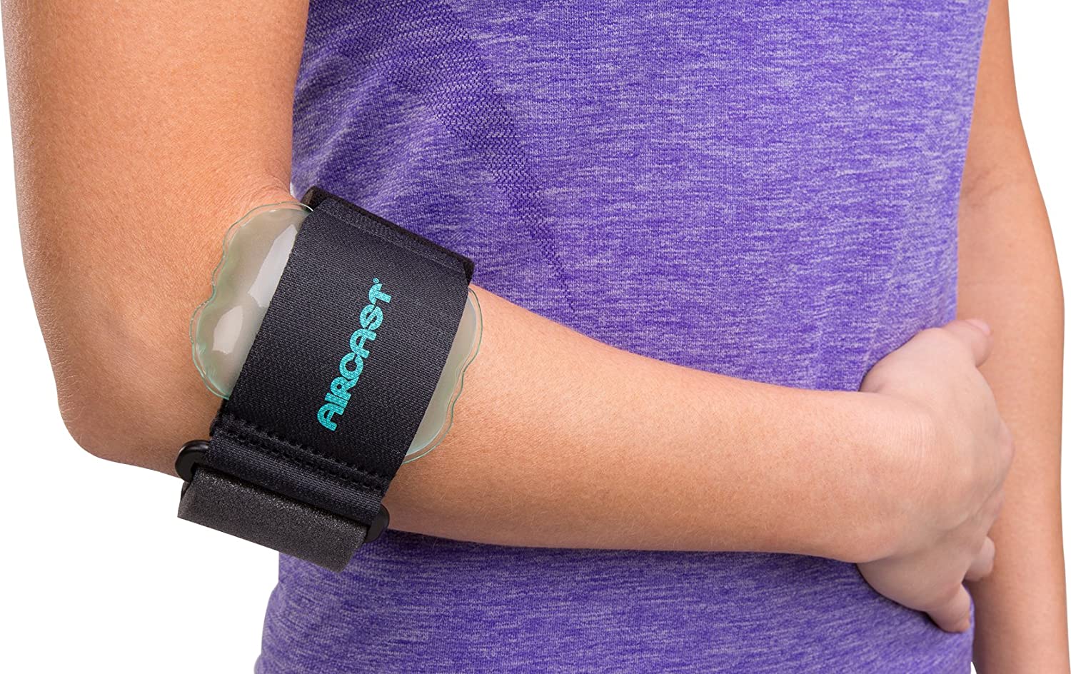 Aircast Pneumatic Armband, Tennis/Golfers Elbow Support Strap, Black, Left or Right Arm