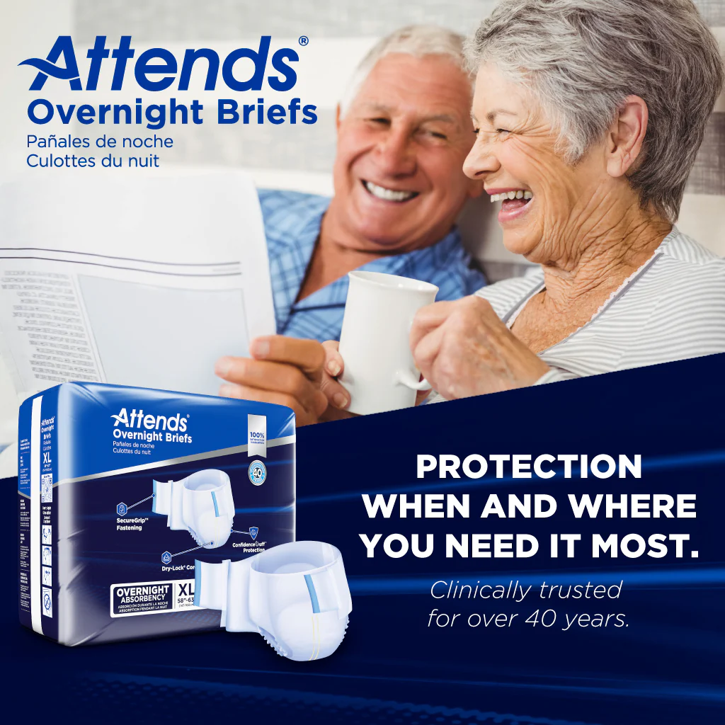 Attends Extended Wear Overnight Briefs, Heavy Absorbency, White - Image 11