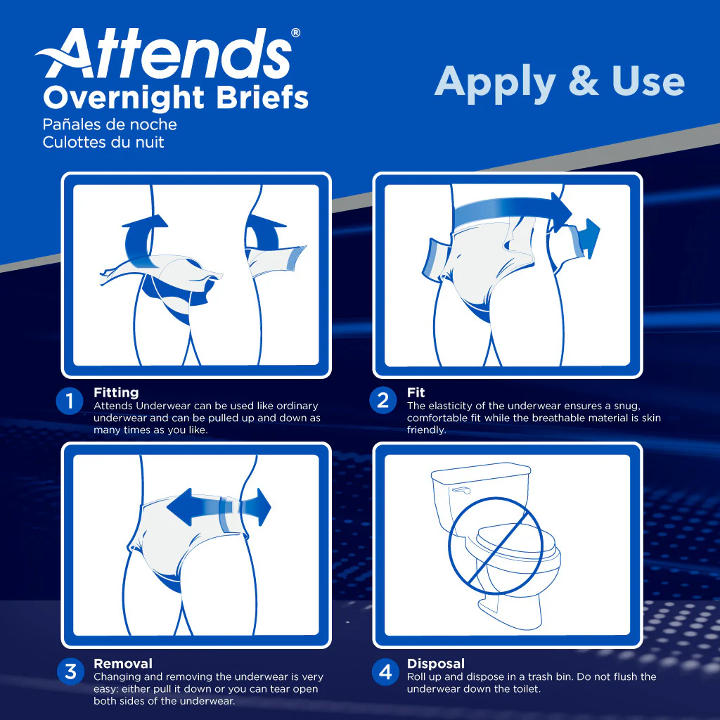 Attends Extended Wear Overnight Briefs, Heavy Absorbency, White - Image 14