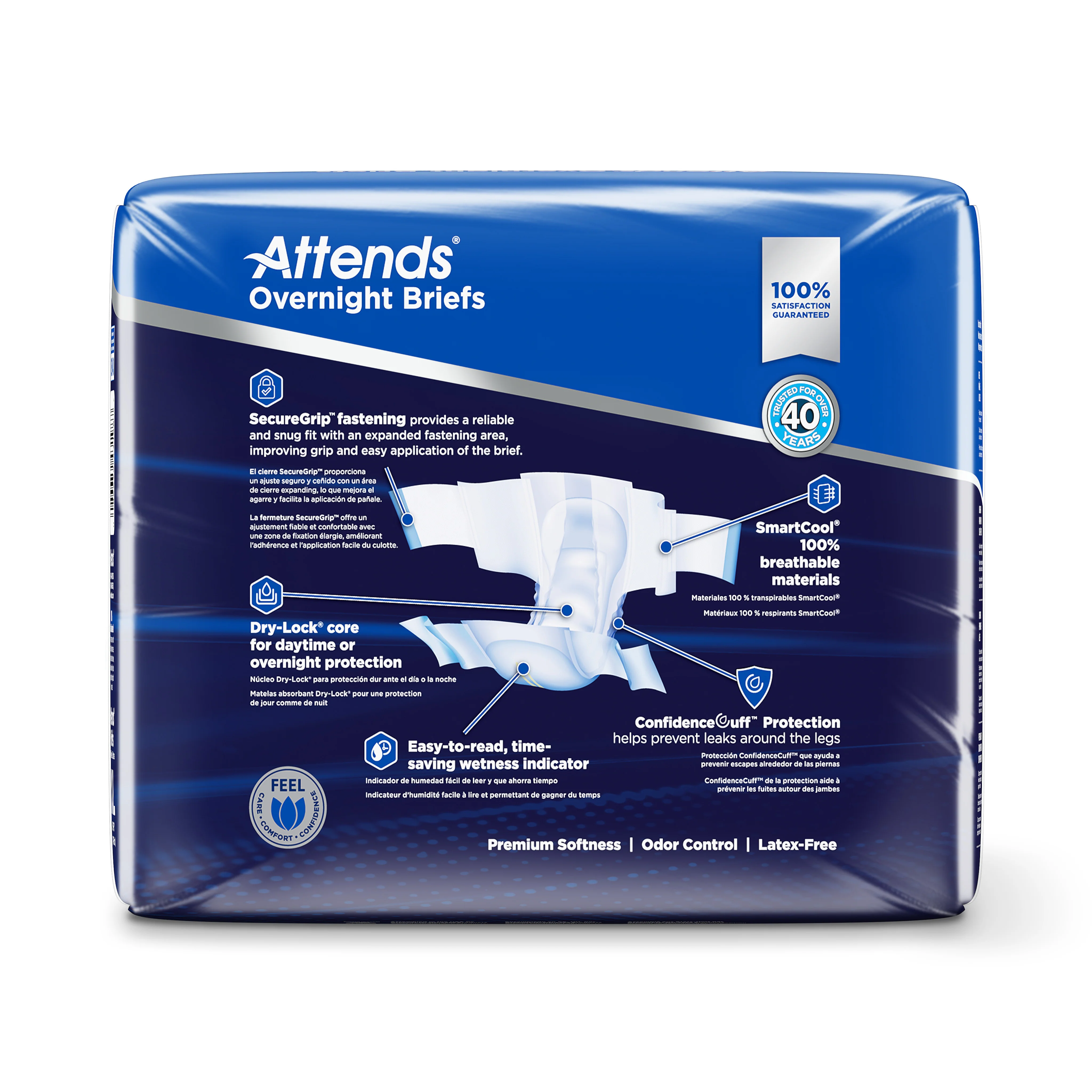 Attends Extended Wear Overnight Briefs, Heavy Absorbency, White - Image 15