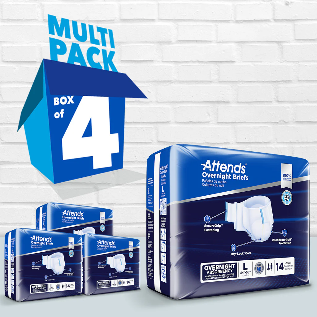 Attends Extended Wear Overnight Briefs, Heavy Absorbency, White - Image 17