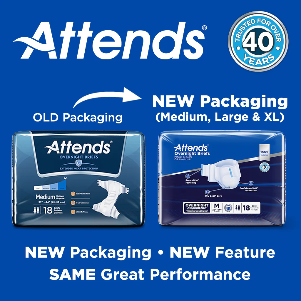 Attends Extended Wear Overnight Briefs, Heavy Absorbency, White - Image 4