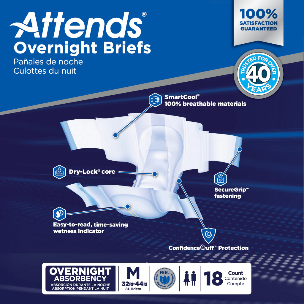 Attends Extended Wear Overnight Briefs, Heavy Absorbency, White - Image 5