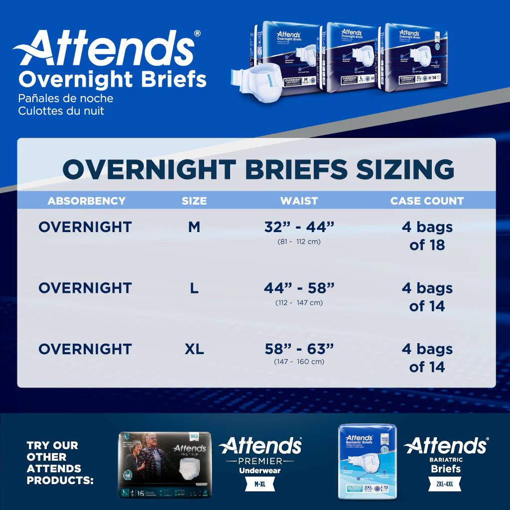 Attends Extended Wear Overnight Briefs, Heavy Absorbency, White - Image 8
