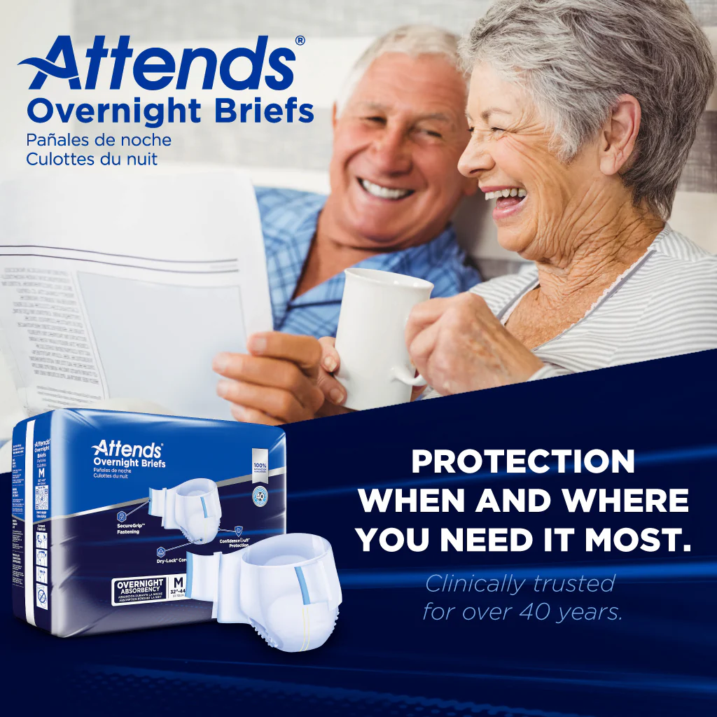 Attends Extended Wear Overnight Briefs, Heavy Absorbency, White - Image 9