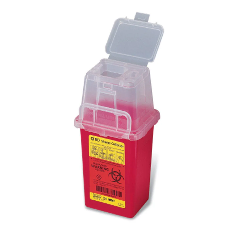 BD Phlebotomy Sharps Red Base Container with Vertical Entry Lid, 1.5 Quart - Image 2