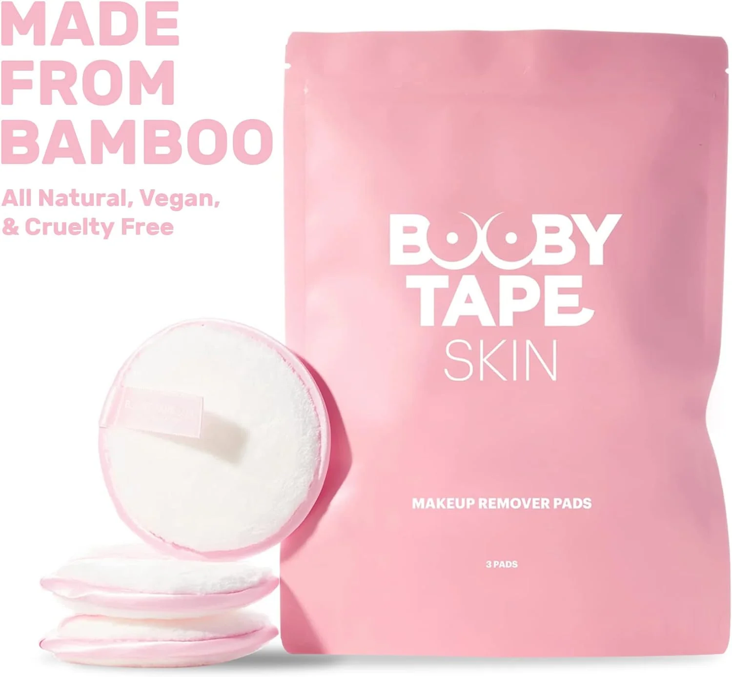 Booby Tape Reusable Makeup Remover Pads, Eco-Friendly Face Rounds, Cleanse Face & Body, 3 Pads (Pack of 1) - Image 3