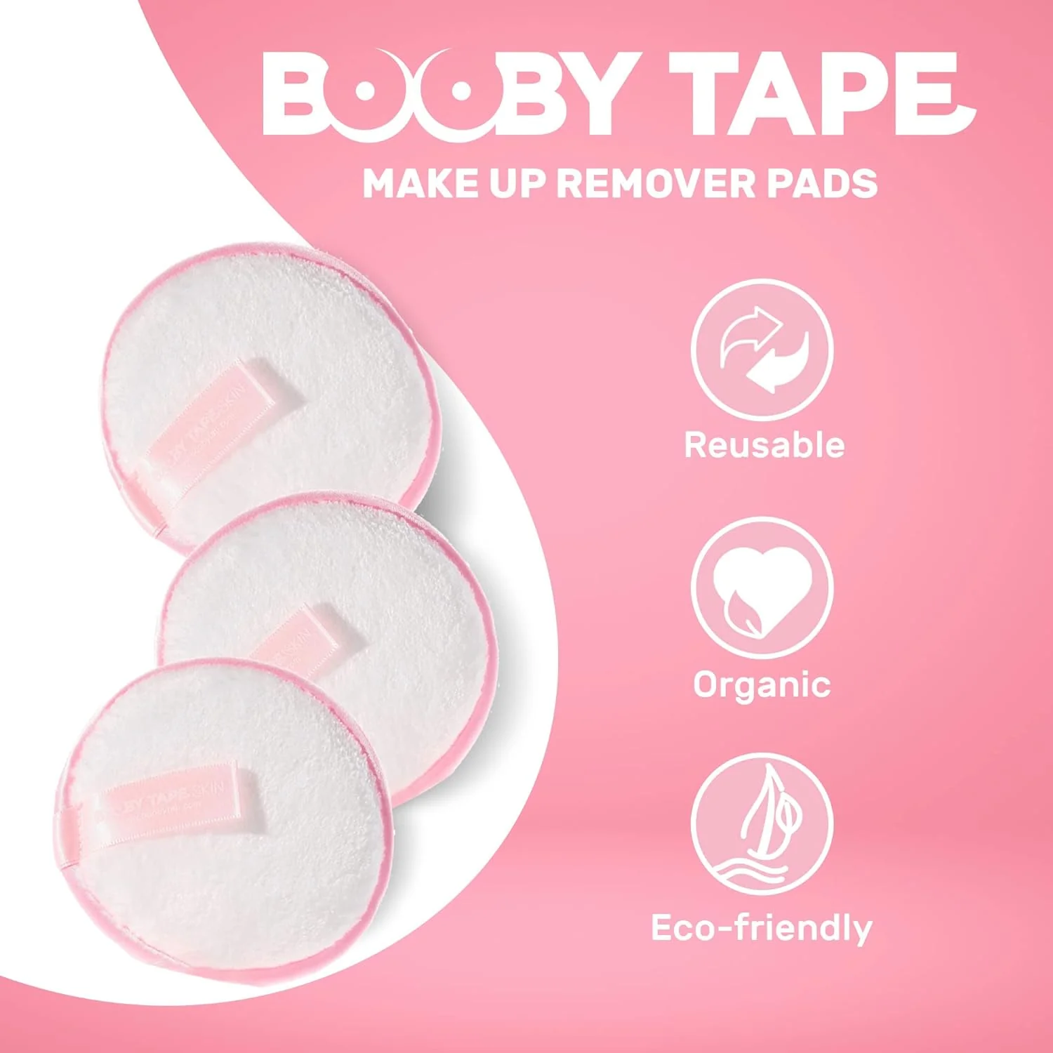 Booby Tape Reusable Makeup Remover Pads, Eco-Friendly Face Rounds, Cleanse Face & Body, 3 Pads (Pack of 1) - Image 4