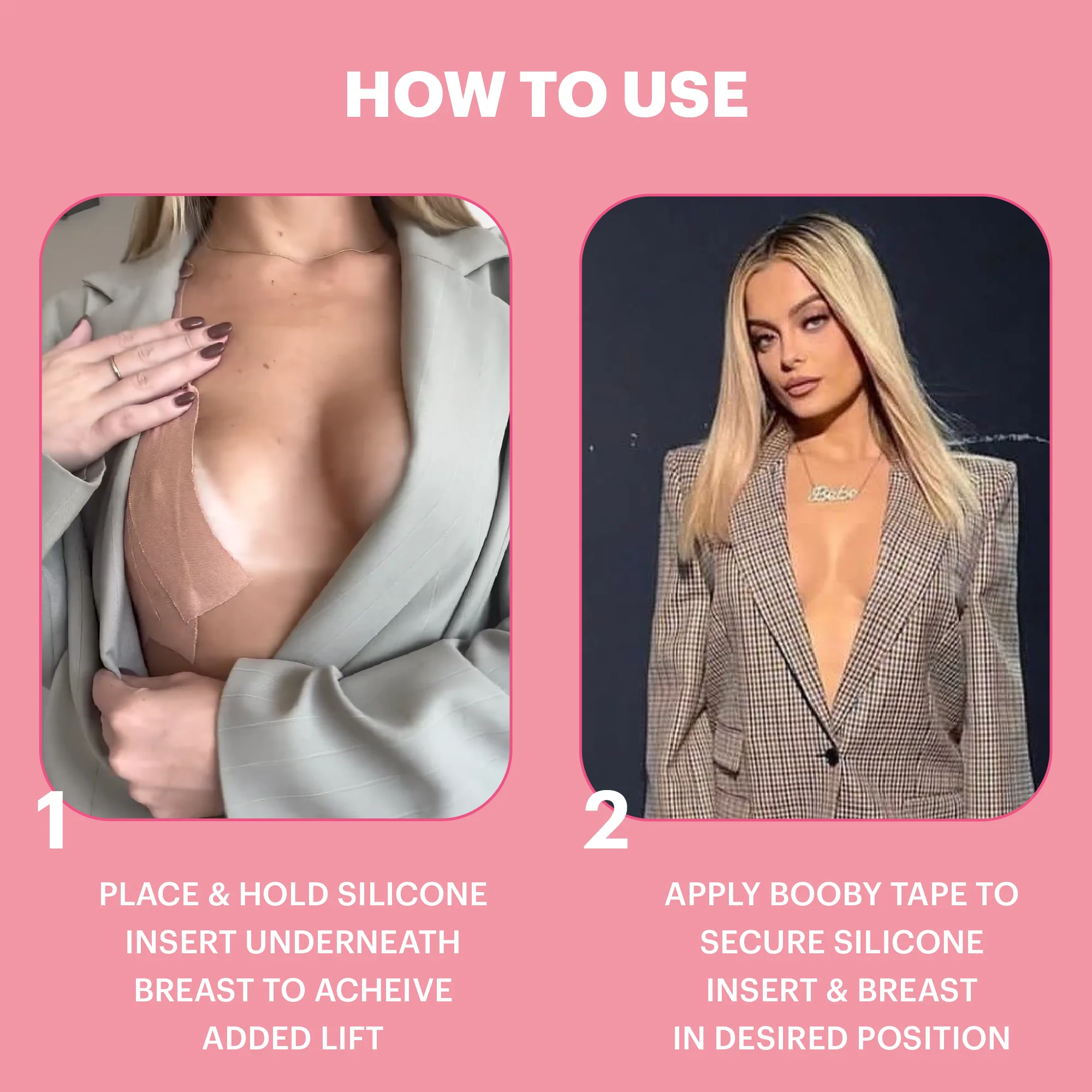 Booby Tape Silicone Breast Inserts, Reusable Push Up Breast Enhancer Pads for the Perfect Breast Lift and Cleavage, Latex-Free, A-F Cup Size, 1 Pair - Image 15