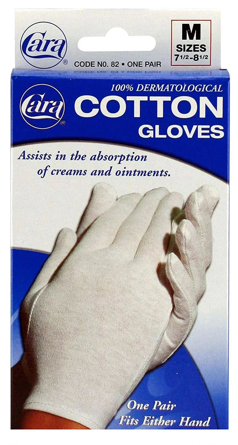Cara Infection Control Glove Medium Cotton White 8-1/2 Inch Hemmed Cuff NonSterile, 1 Pair