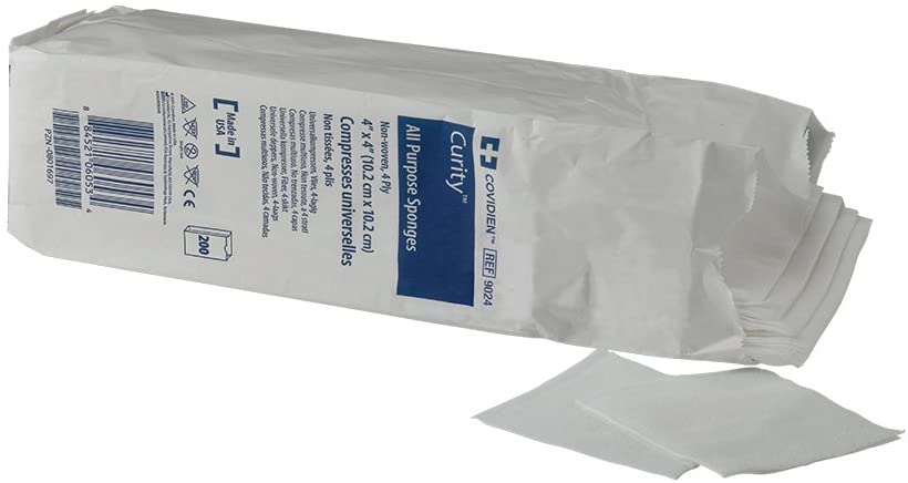 Covidien 9024 Curity Non-Woven All-Purpose Sponge, Non-Sterile, 4" W x 4" D, 4-Ply - Image 2