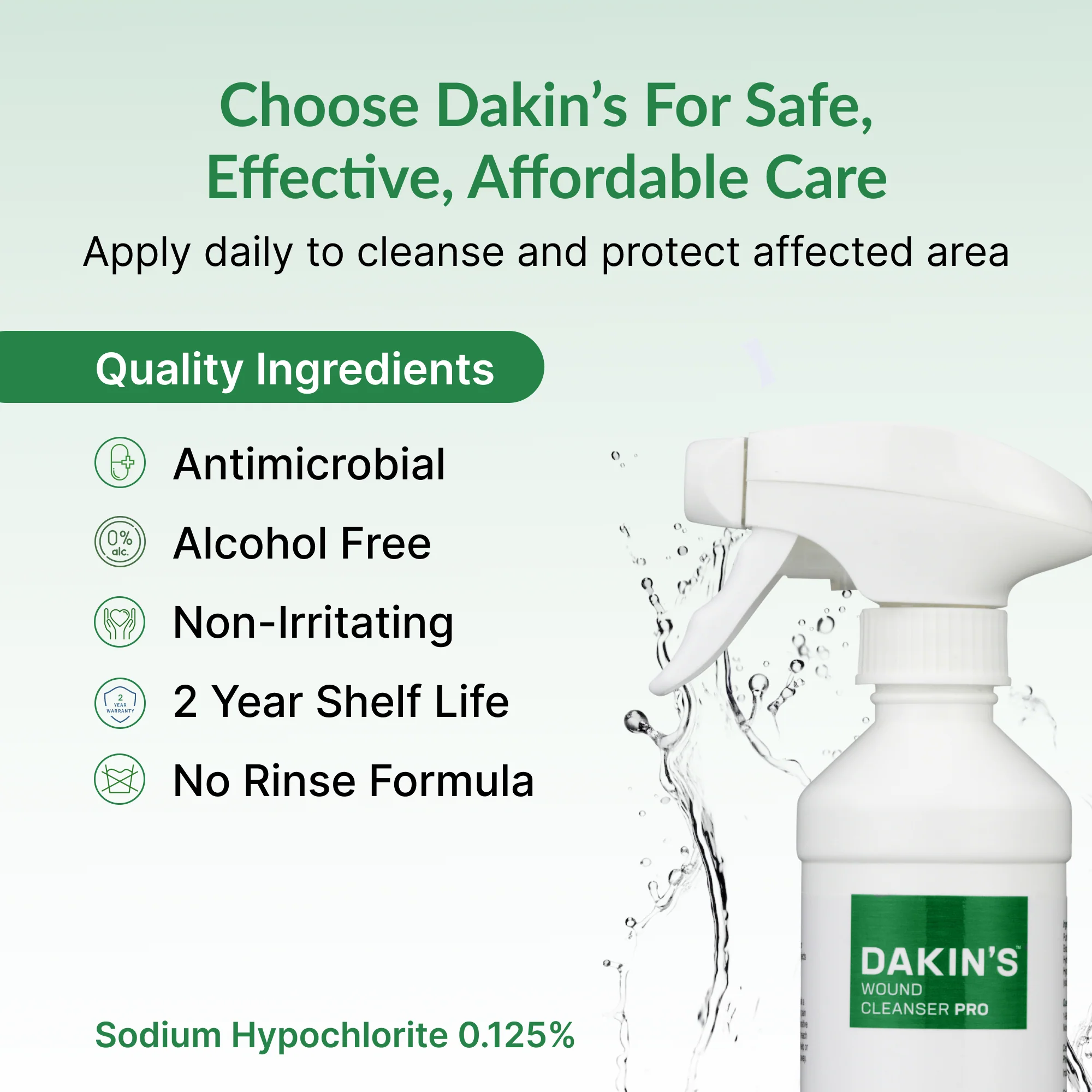 Dakin's Wound Cleanser Pro 0.125% Sodium Hypochlorite Solution for Acute or Chronic Wounds, Antimicrobial No-Rinse Formula, Gentle on Skin, Alcohol Free Wound Therapy - Image 11