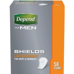 Depend Shields, One Size Fits Most, Disposable, Package of 58, 3 Pack (174 Total)