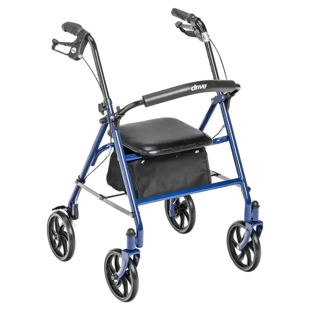 Drive Medical Four Wheel Rollator Walker with Fold Up Removable Back Support - 300 lbs. Weight Capacity, Blue - Image 4