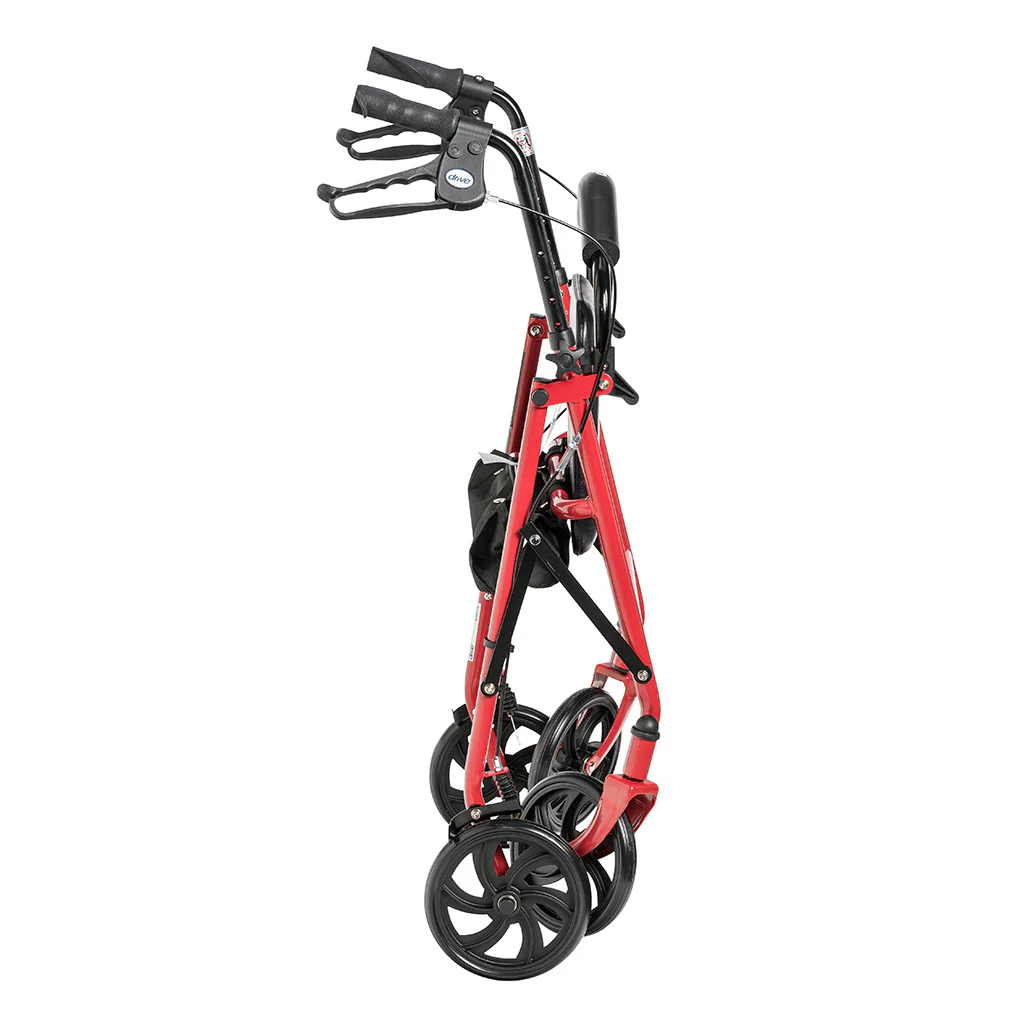 Drive Medical Four Wheel Rollator Walker with Fold Up Removable Back Support - 300 lbs. Weight Capacity, Red - Image 4
