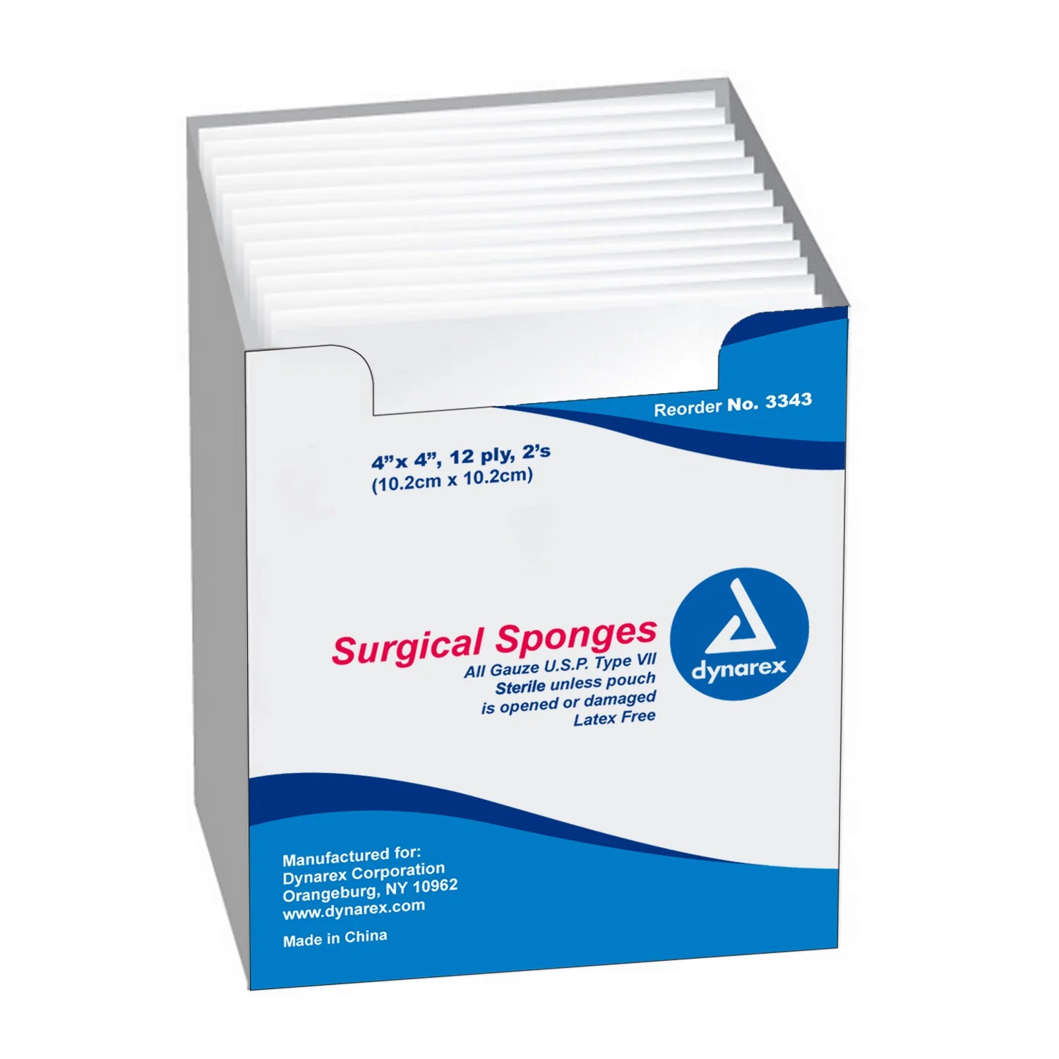 Dynarex 3343 Gauze Sponge, Case of 1200