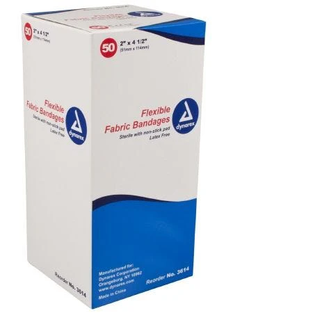 Dynarex 3614 Adhesive Fabric Bandages, Box of 50