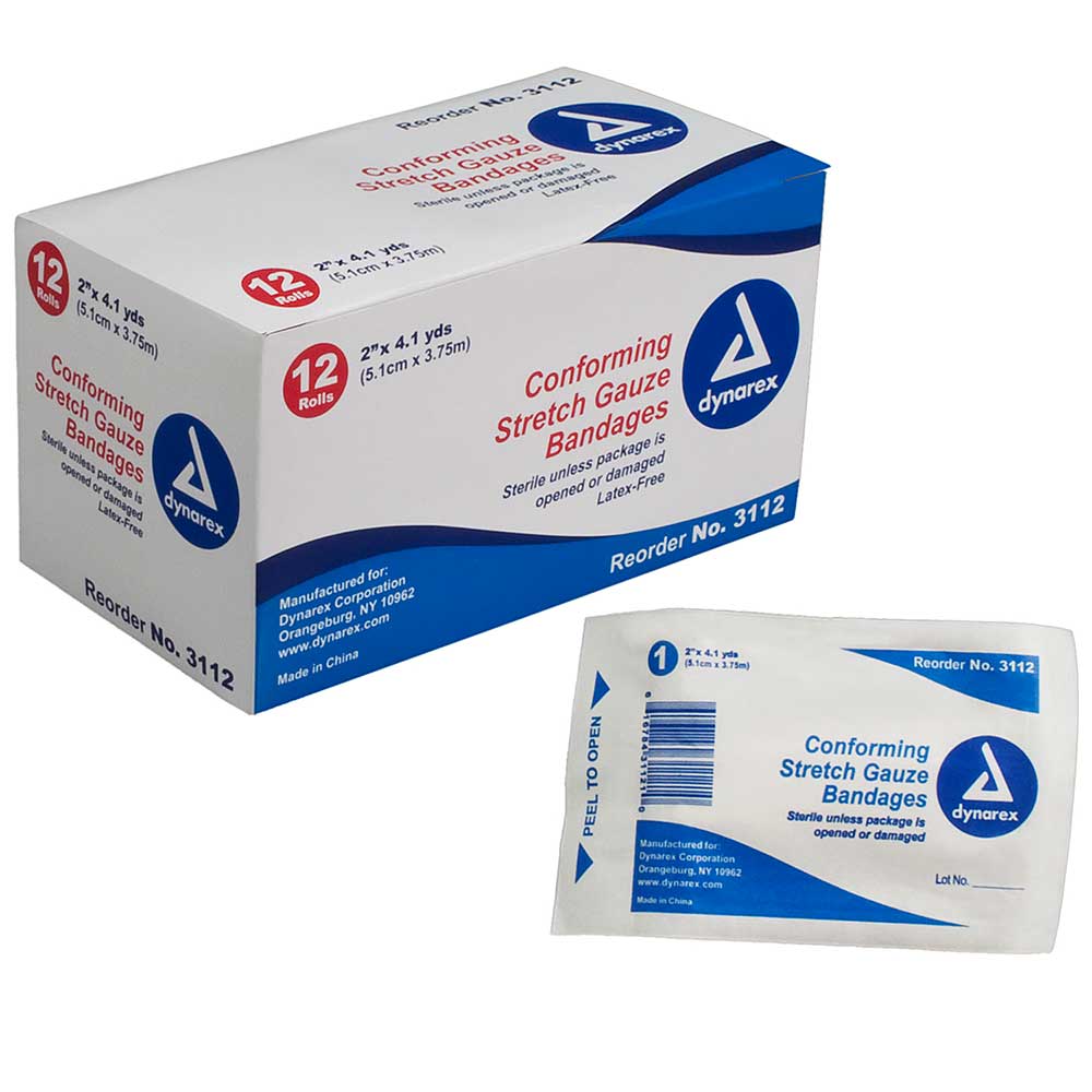 Dynarex Conforming Bandage - 2 x 4 1/10 yds, Box of 12