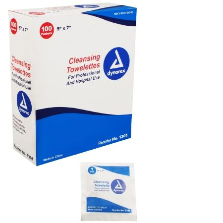 Dynarex Personal Wipe Individual Packet Alcohol, Box of 100