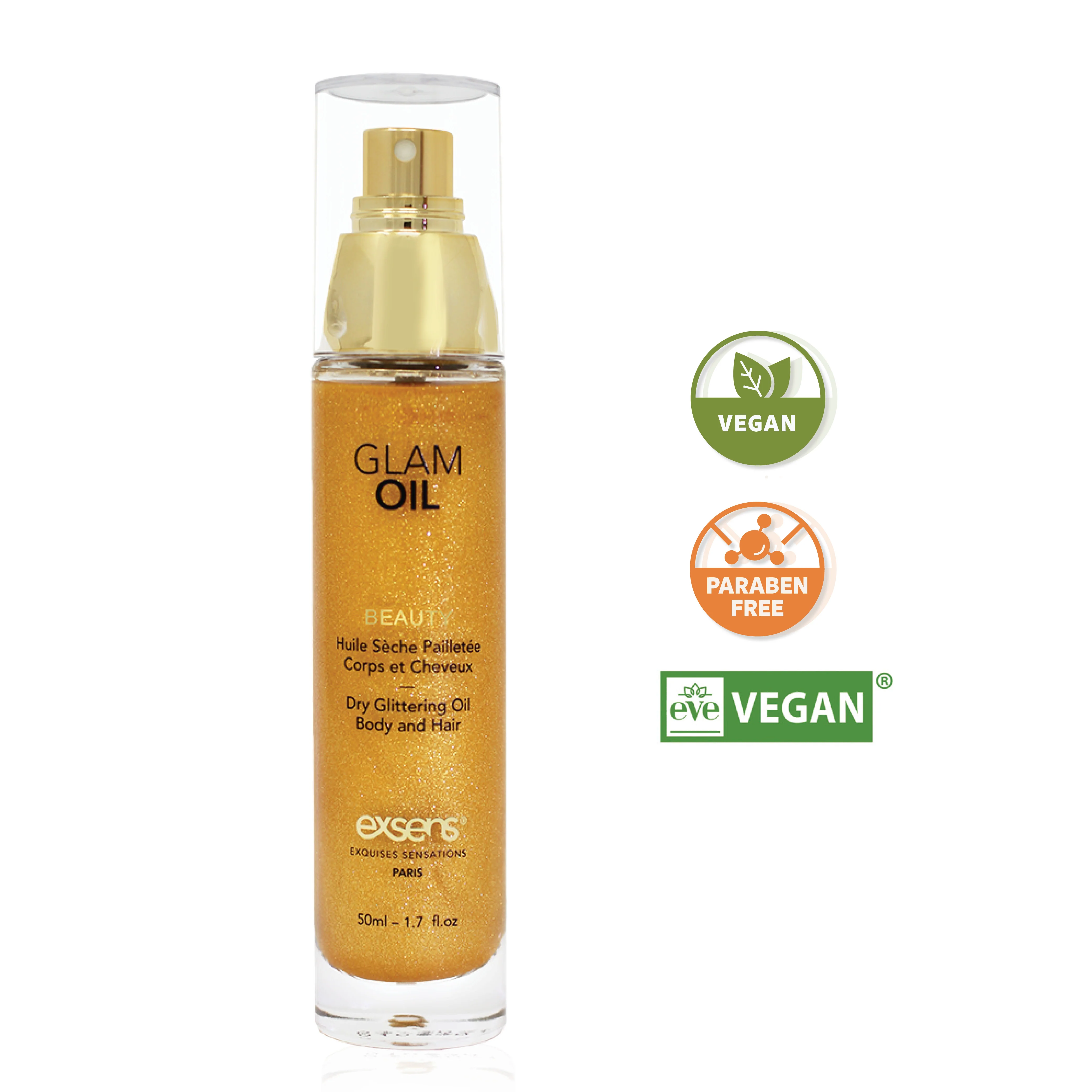 Exsens Gold Shimmering Glam Oil for Body & Hair, 50ml (1.7 fl.oz) 1 Count - Image 2