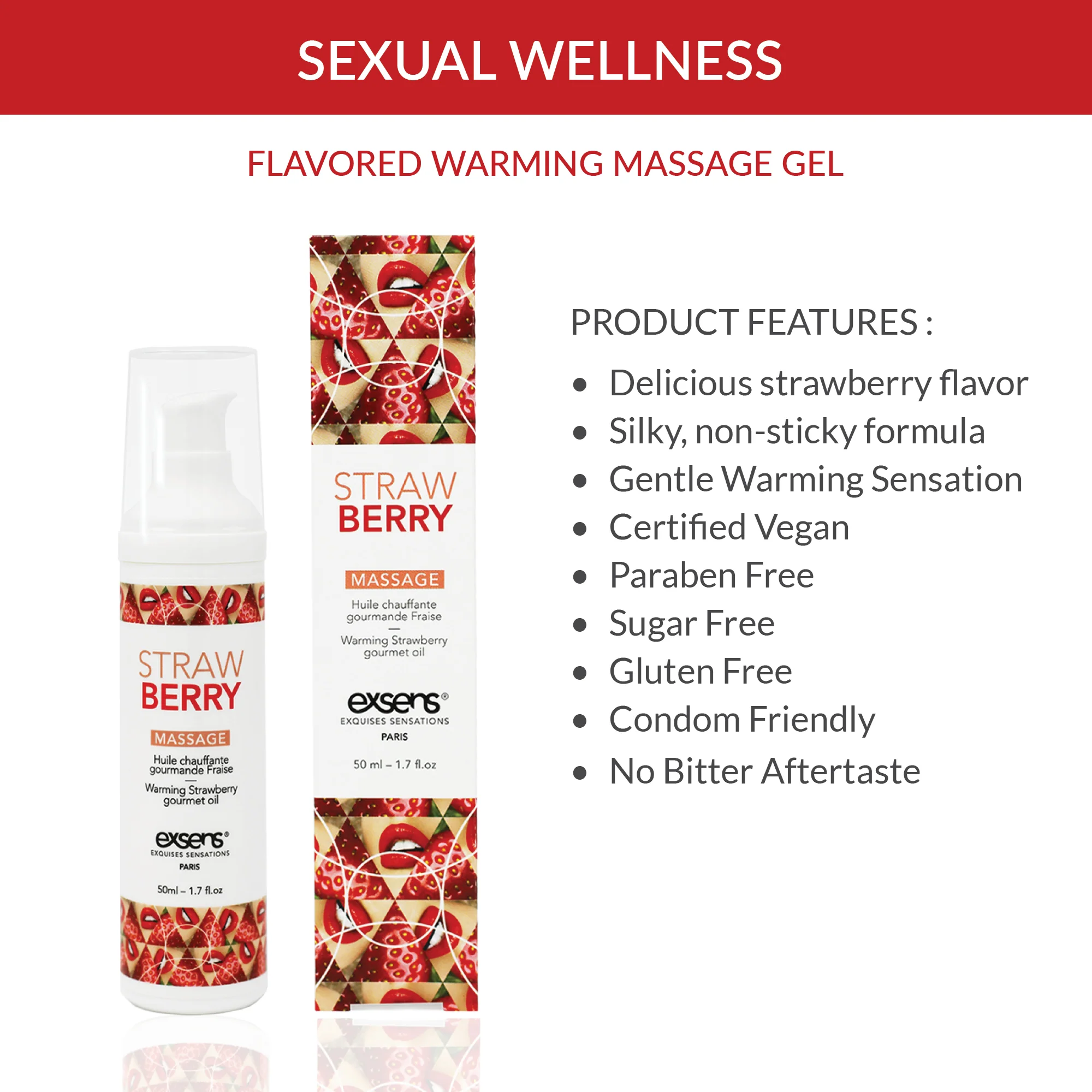 Exsens Strawberry Warming Intimate Massage Oil, 50ml (1.7 fl.oz), 1 count - Image 4