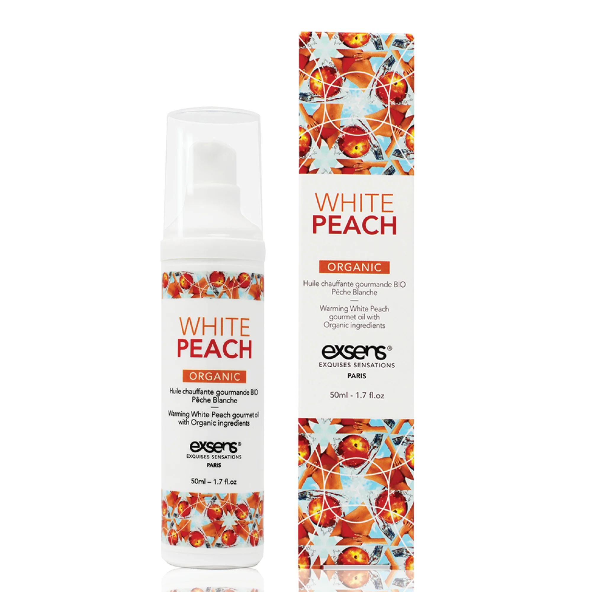Exsens White Peach Warming Intimate Organic Massage Oil, 50ml (1.7 fl.oz), 1 count