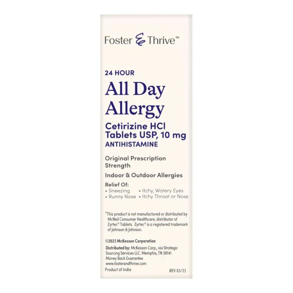 Foster & Thrive Cetirizine Allergy Relief, 10 mg Strength Tablet, 30 per Bottle - Image 4