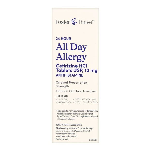 Foster & Thrive Cetirizine Allergy Relief, 10 mg Strength Tablet, 90 per Box - Image 3