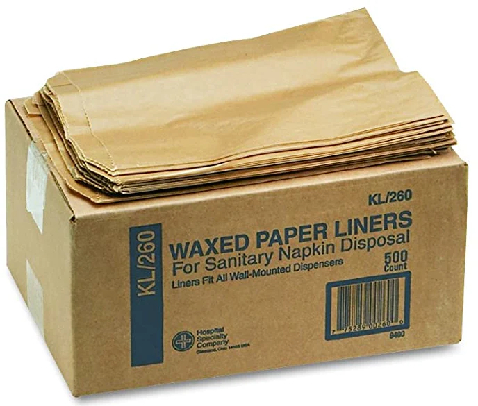 Hospeco KL Waxed Kraft Feminine Hygiene Liner Bag with Gusset, 10.25" x 7.5" x 3.5", Case of 500