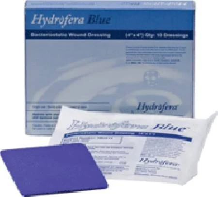 Hydrofera Blue Classic HB4414 Antibacterial Foam Dressing, 4 X 4 Inch, Box of 10