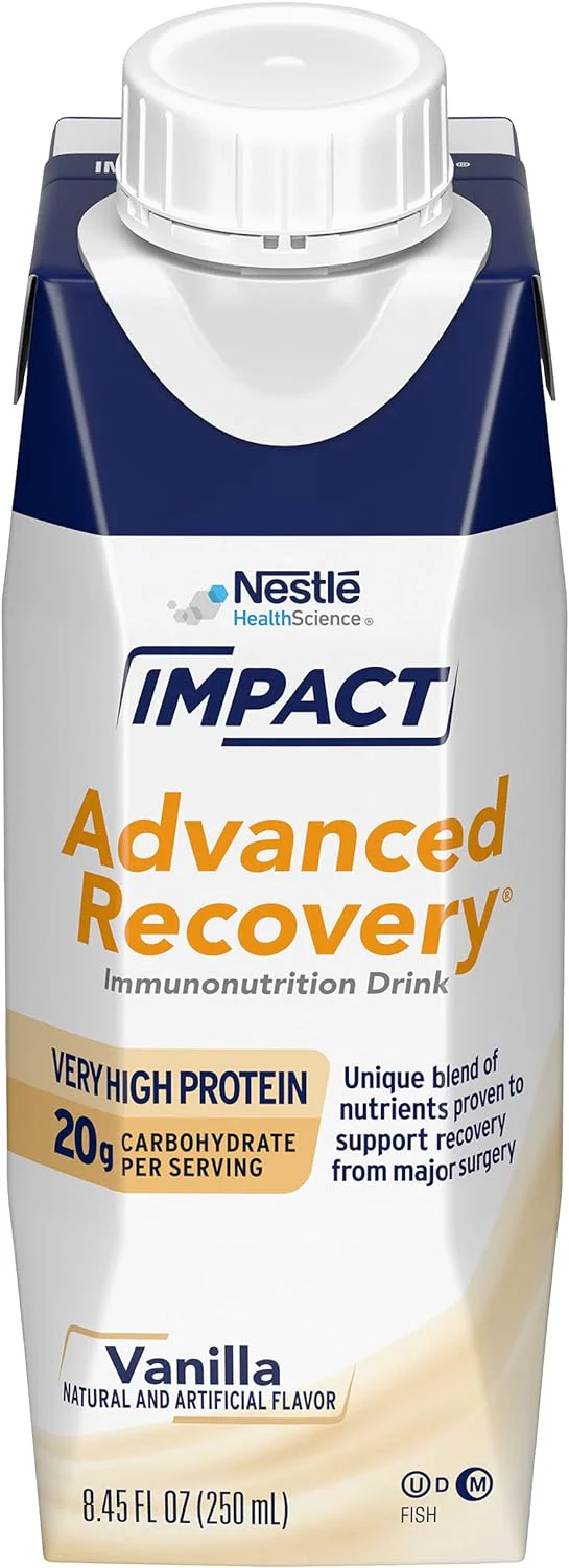 IMPACT Advanced Recovery Immunonutrition Drink, Vanilla, Nutrition PRE and POST Surgery, (280 Calories, 26g Protein) 8.45 Fl Oz Cartons