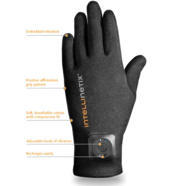 Intellinetix Vibration Therapy Glove Small 1 Pair, Black