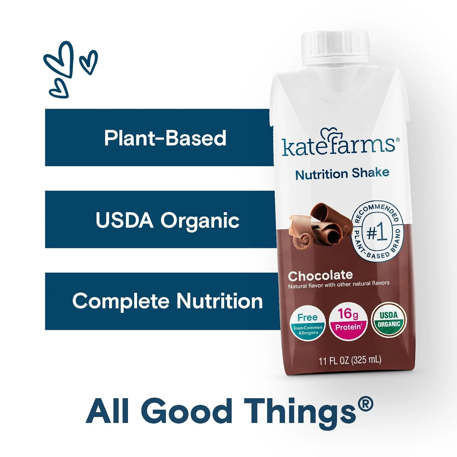 Kate Farms Organic Plant Based Nutrition Shake, Vanilla, Chocolate, and Coffee Flavors, 16g protein, 27 Vitamins and Minerals, Meal Replacement, Protein Shake, Gluten Free, Non-GMO, 11 oz, 11 FL Oz, Pack of 12 or 1 Each - Image 11