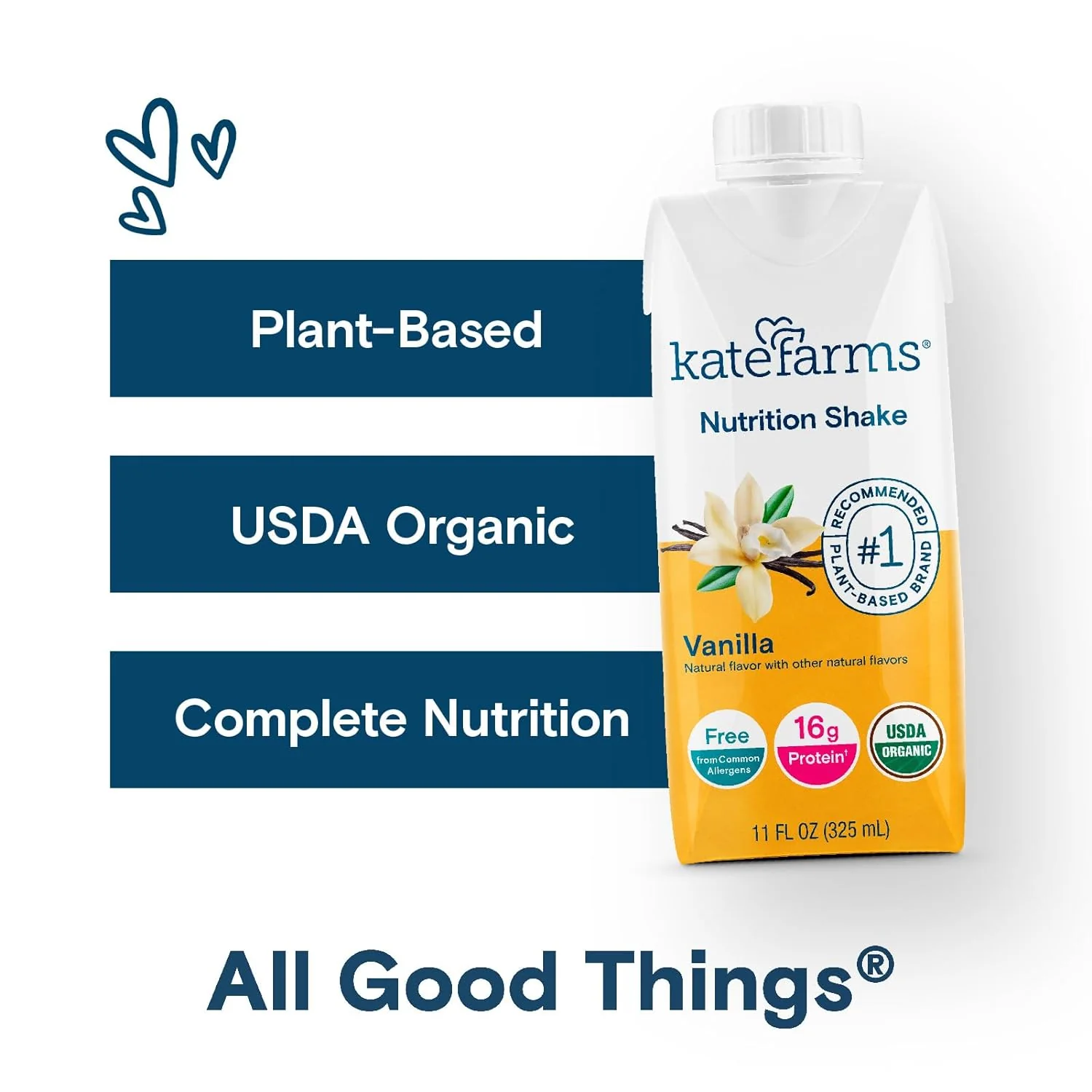 Kate Farms Organic Plant Based Nutrition Shake, Vanilla, Chocolate, and Coffee Flavors, 16g protein, 27 Vitamins and Minerals, Meal Replacement, Protein Shake, Gluten Free, Non-GMO, 11 oz, 11 FL Oz, Pack of 12 or 1 Each - Image 19