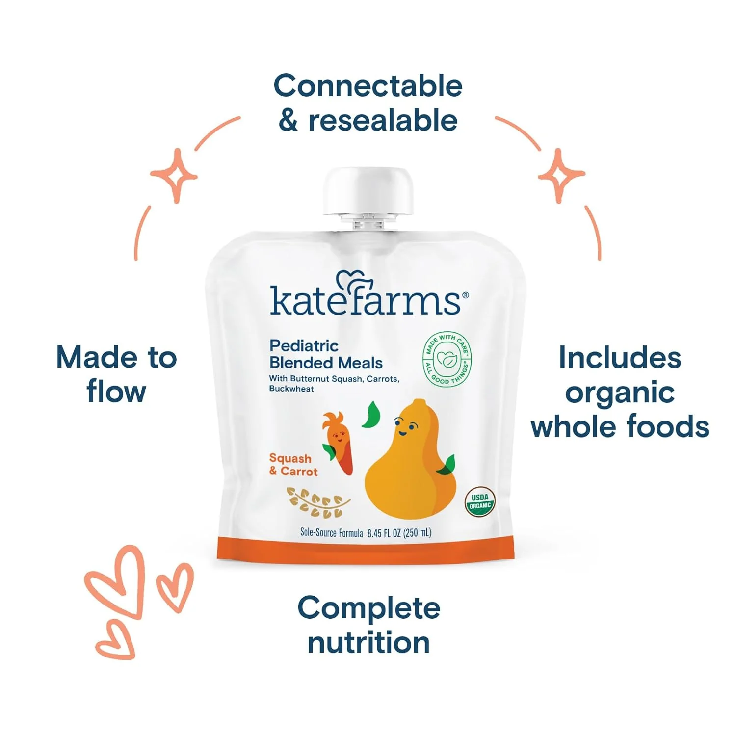 Kate Farms Organic Pediatric Blended Meal, Multiple Flavors, 8G Protein, Organic Whole Foods, Oral or Tube Feed Nutrition, Gluten Free and Non-GMO, 8.45 FL Oz, Pack of 12 or 1 Each - Image 12