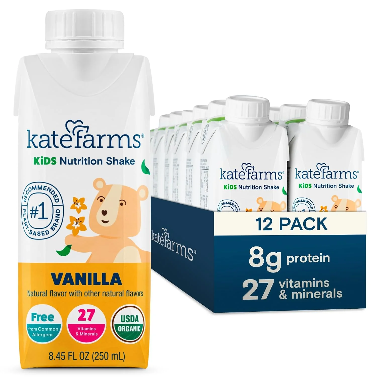 Kate Farms Pediatric Organic Nutrition Shake, Multiple Flavors, 8G of Protein, 27 Vitamins and Minerals, Meal Replacement, Protein Shake, Gluten Free, Non-GMO, 8.45 Fl Oz, Pack of 12 - Image 15