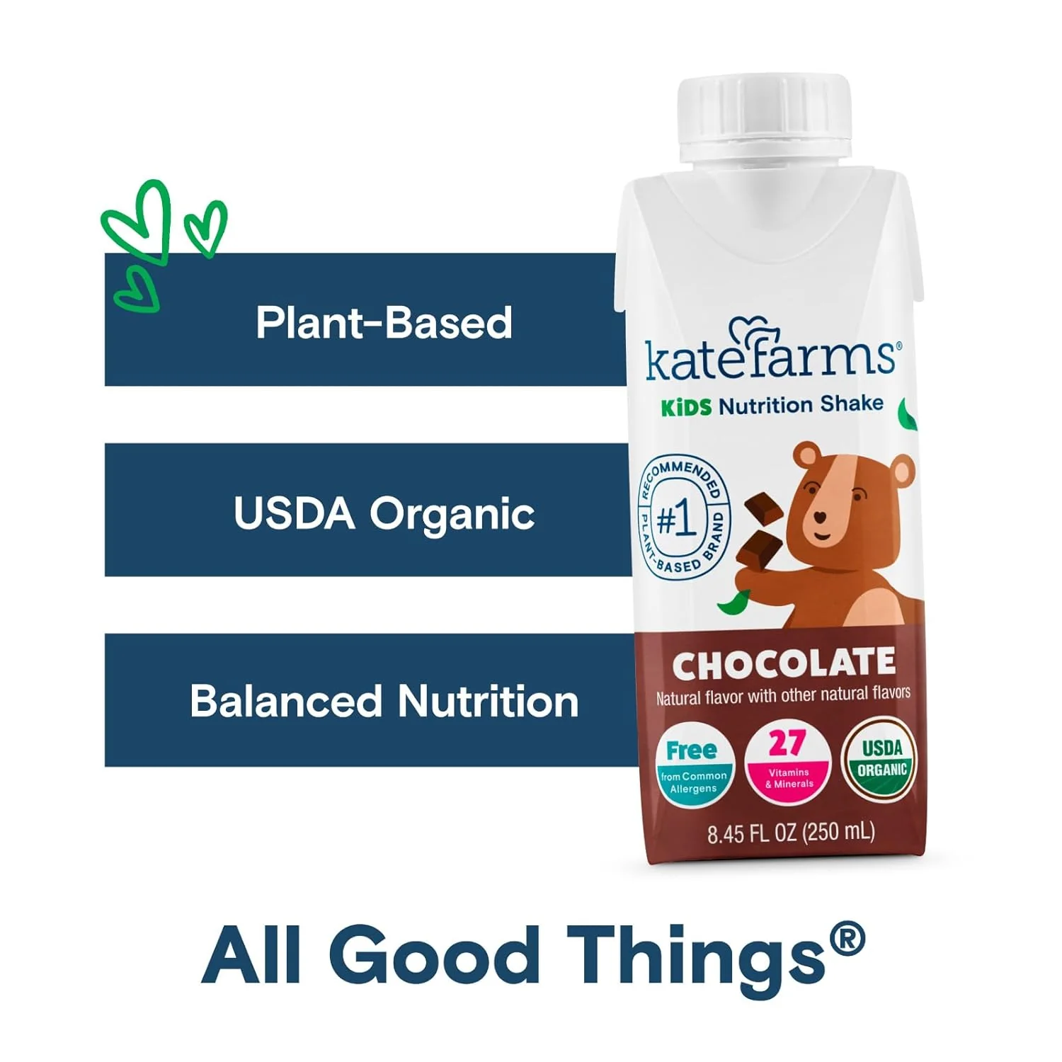 Kate Farms Pediatric Organic Nutrition Shake, Multiple Flavors, 8G of Protein, 27 Vitamins and Minerals, Meal Replacement, Protein Shake, Gluten Free, Non-GMO, 8.45 Fl Oz, Pack of 12 - Image 4