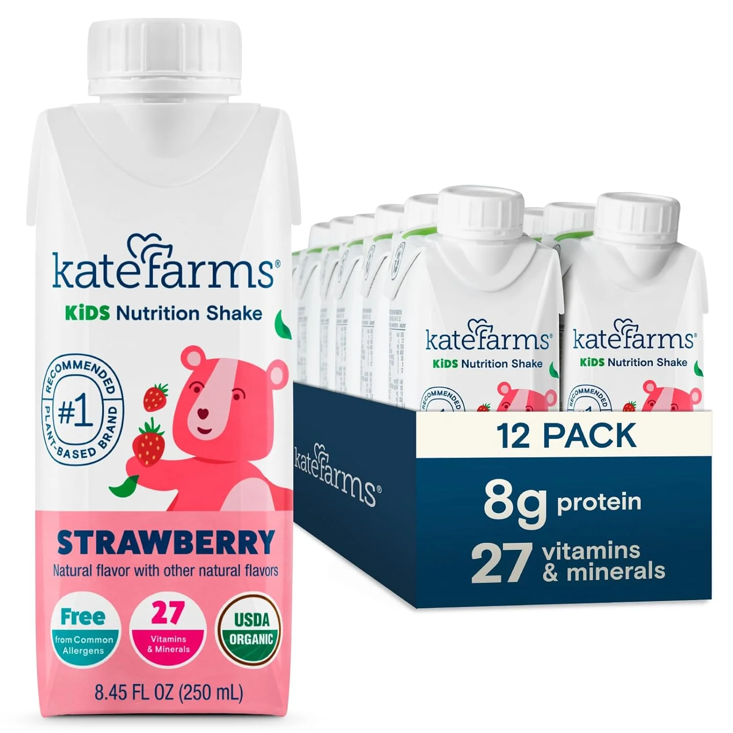 Kate Farms Pediatric Organic Nutrition Shake, Multiple Flavors, 8G of Protein, 27 Vitamins and Minerals, Meal Replacement, Protein Shake, Gluten Free, Non-GMO, 8.45 Fl Oz, Pack of 12 - Image 8