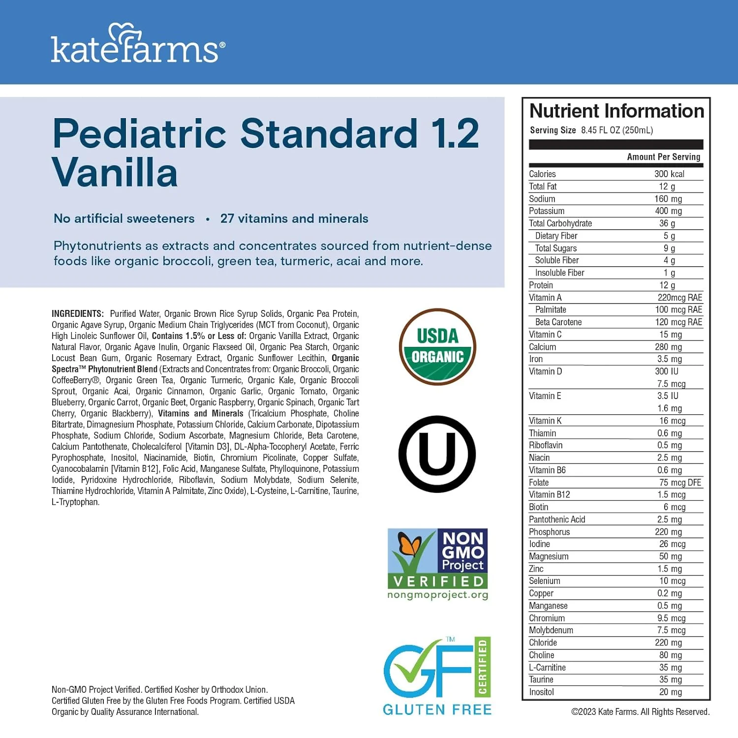 Kate Farms Pediatric Standard 1.2 Formula, Vanilla and Chocolate Flavors, Sole Source Nutrition, Nutritional Supplement Drinks, Feeding Tube Meals, Protein Shakes for Kids, 8.45 FL Oz, Pack of 12 or 1 Each - Image 18