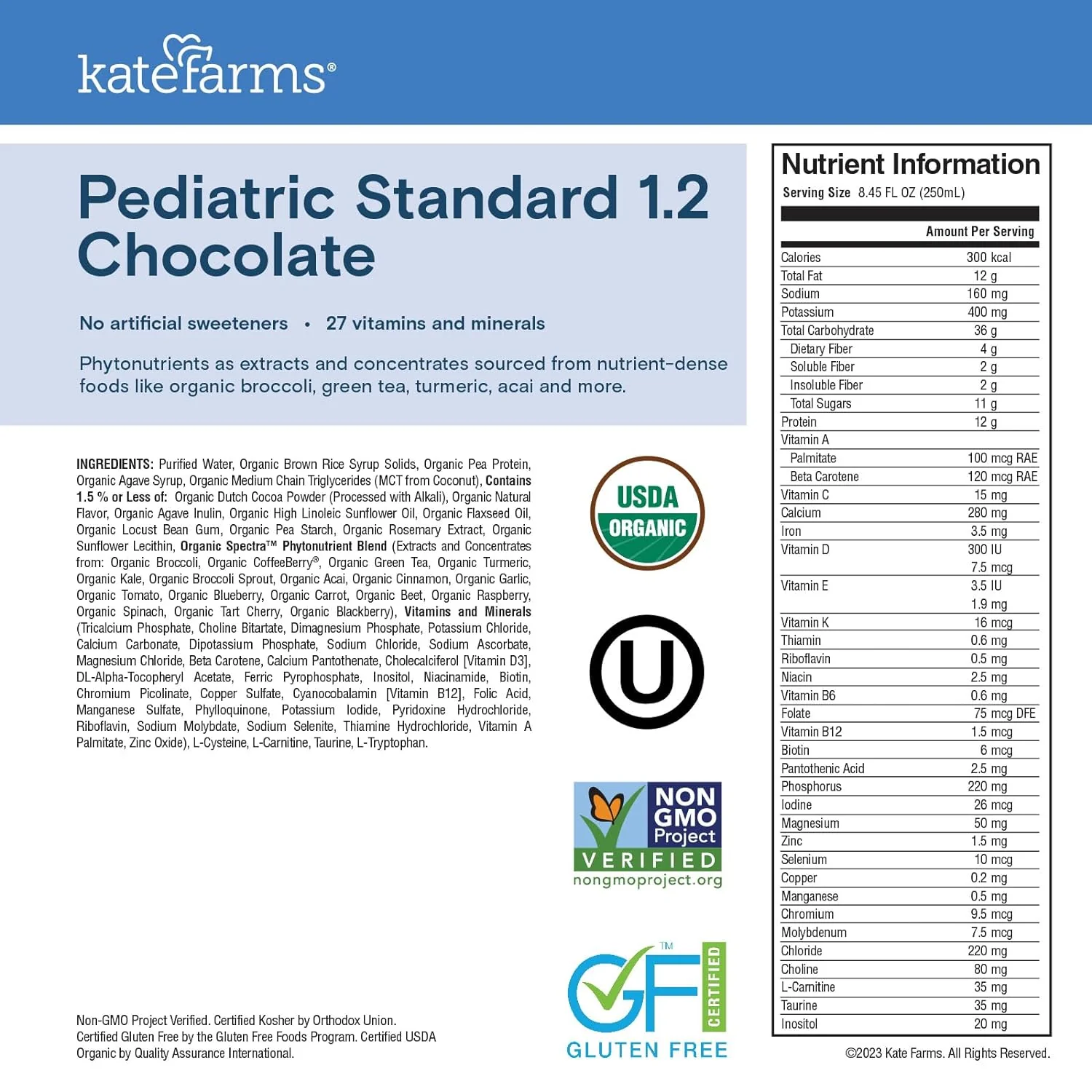 Kate Farms Pediatric Standard 1.2 Formula, Vanilla and Chocolate Flavors, Sole Source Nutrition, Nutritional Supplement Drinks, Feeding Tube Meals, Protein Shakes for Kids, 8.45 FL Oz, Pack of 12 or 1 Each - Image 9