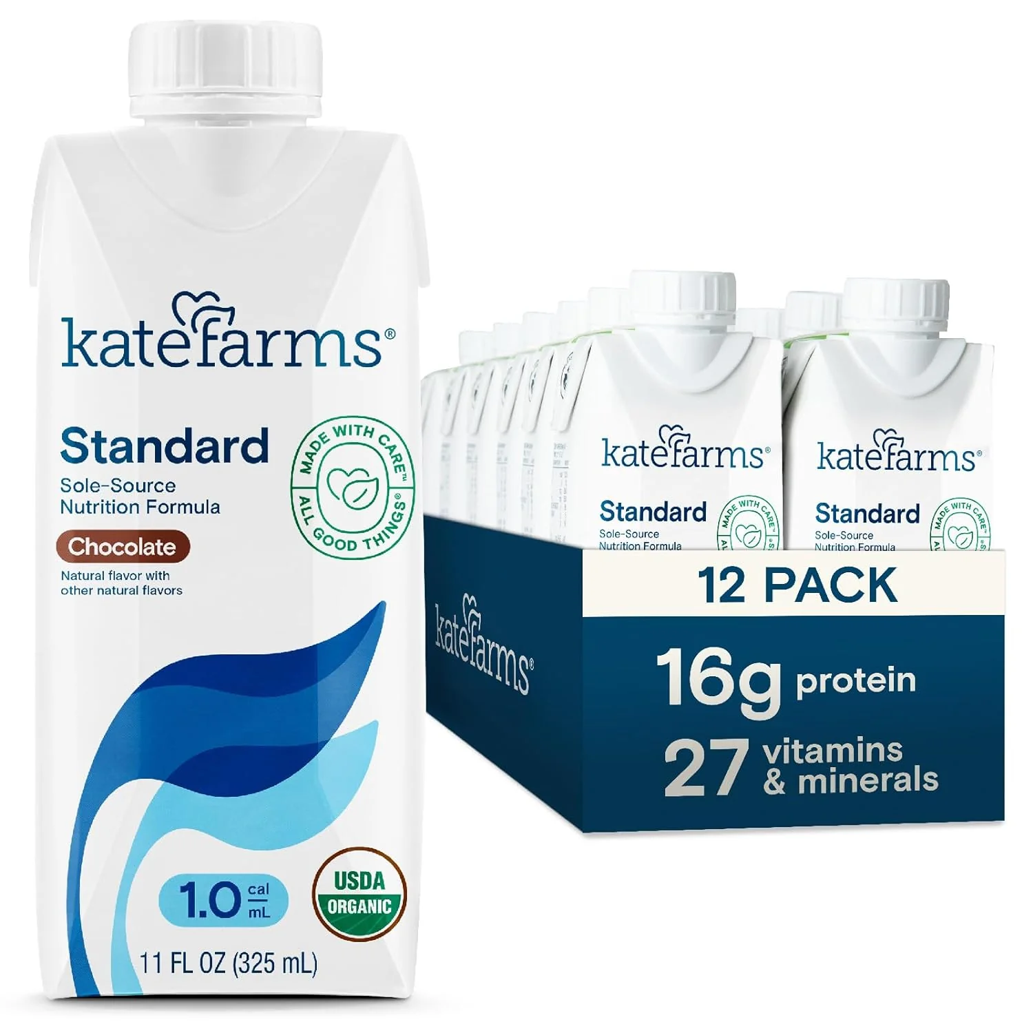Kate Farms Adult Standard 1.0 Formula, Organic Vegan Plant Based Nutrition Shake, Vanilla, Chocolate, and Plain Flavors, 16G Protein, 28 Vitamins + Minerals, Gluten Free and Non-GMO, 11 FL Oz, Pack of 12 or 1 Each - Image 18