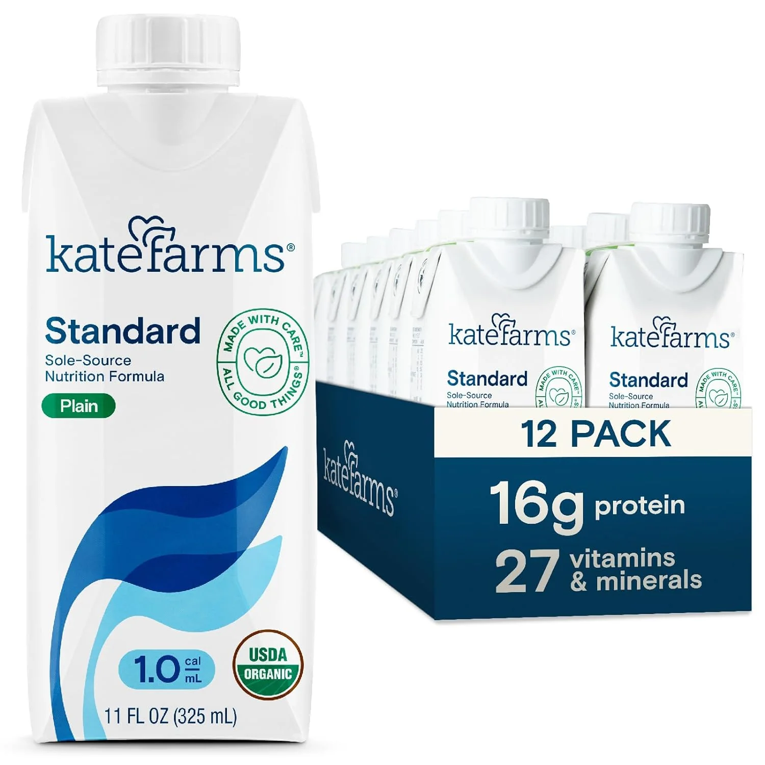 Kate Farms Adult Standard 1.0 Formula, Organic Vegan Plant Based Nutrition Shake, Vanilla, Chocolate, and Plain Flavors, 16G Protein, 28 Vitamins + Minerals, Gluten Free and Non-GMO, 11 FL Oz, Pack of 12 or 1 Each - Image 19
