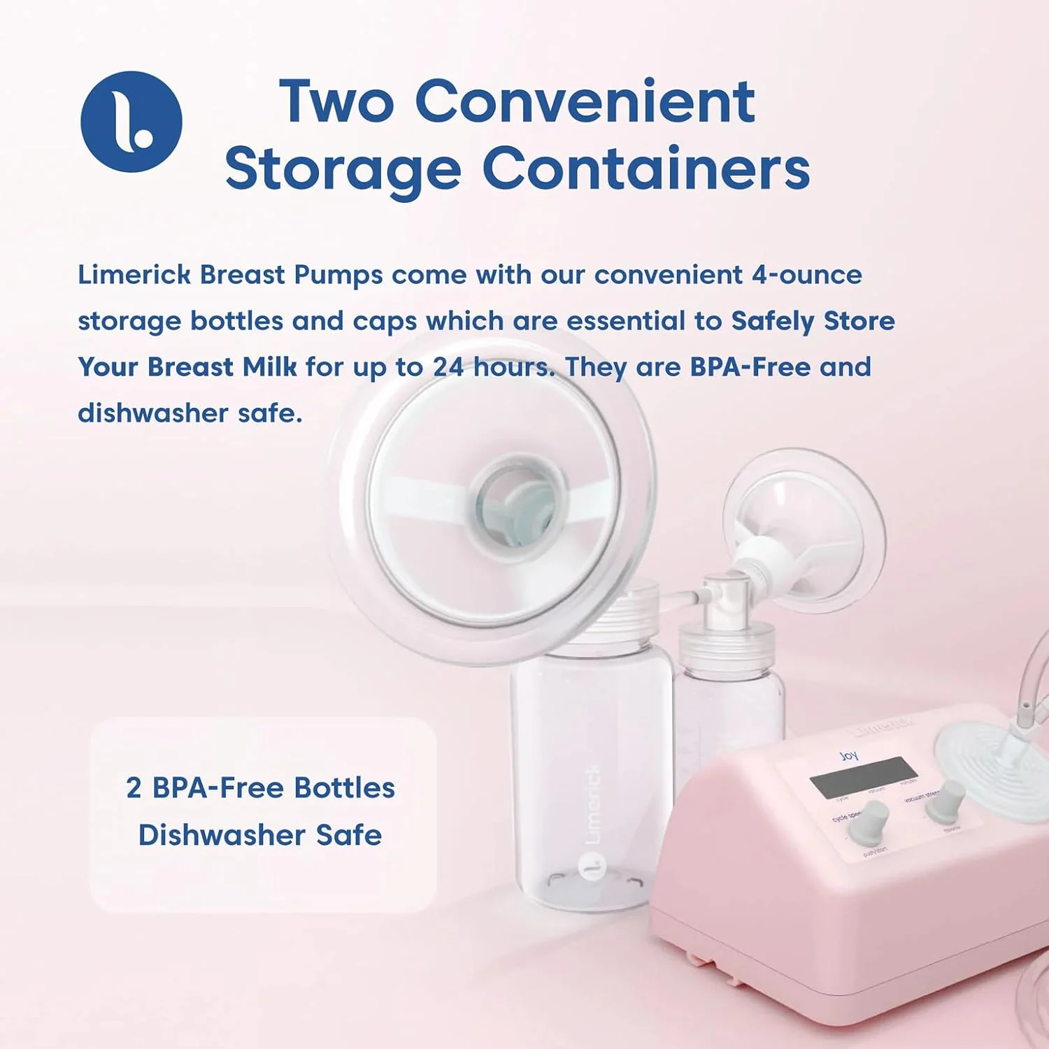 Limerick 4oz Breast Milk Storage Bottles, BPA Free & Dishwasher Safe, Formula Storage Bottles, Open Neck for Easy Collection & Storage - Image 2