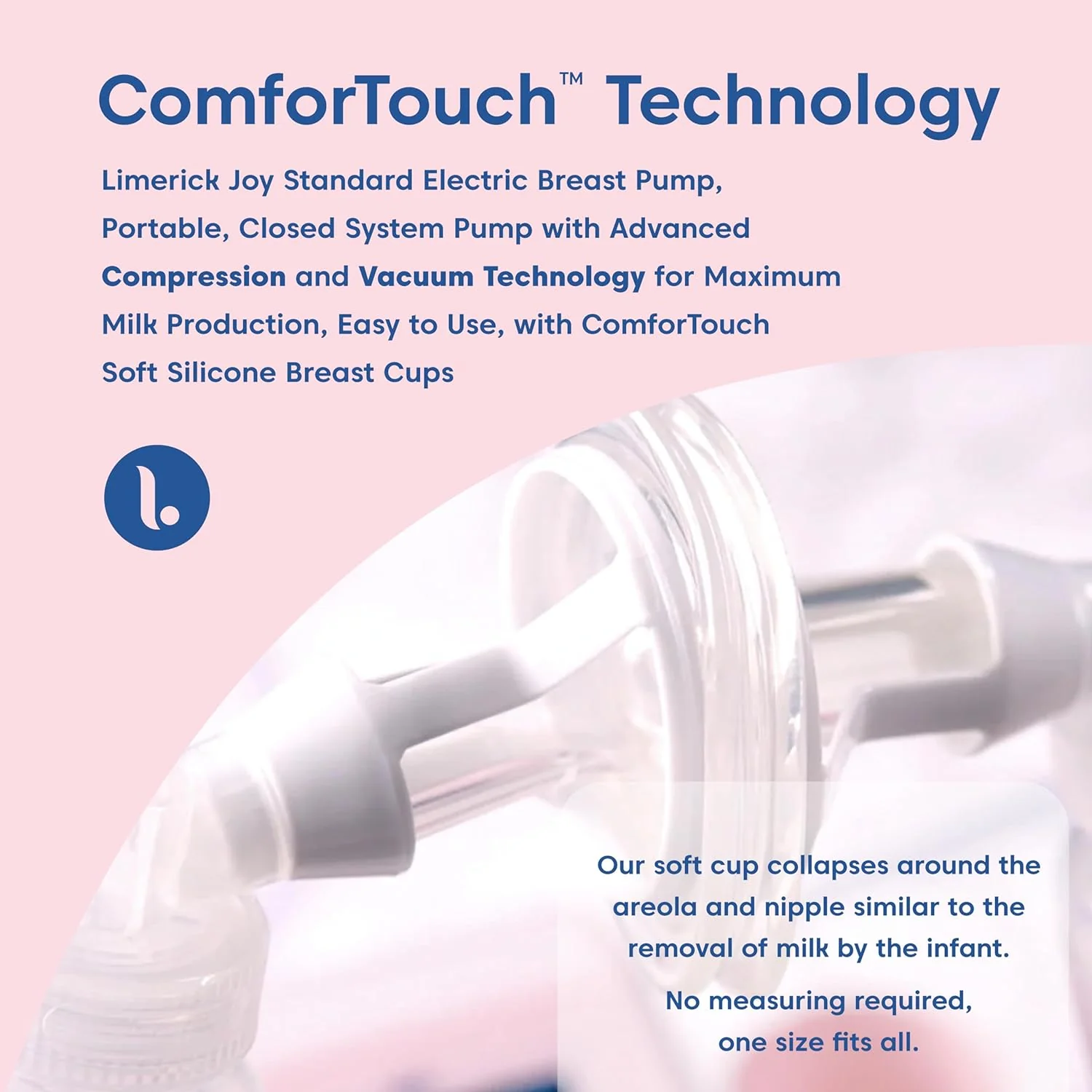 Limerick Joy Standard Digital Breast Pump, Hospital Grade Compression & Vaccum Technology, Dual Soft Silicone Breast Cups, Digital Display - Image 3