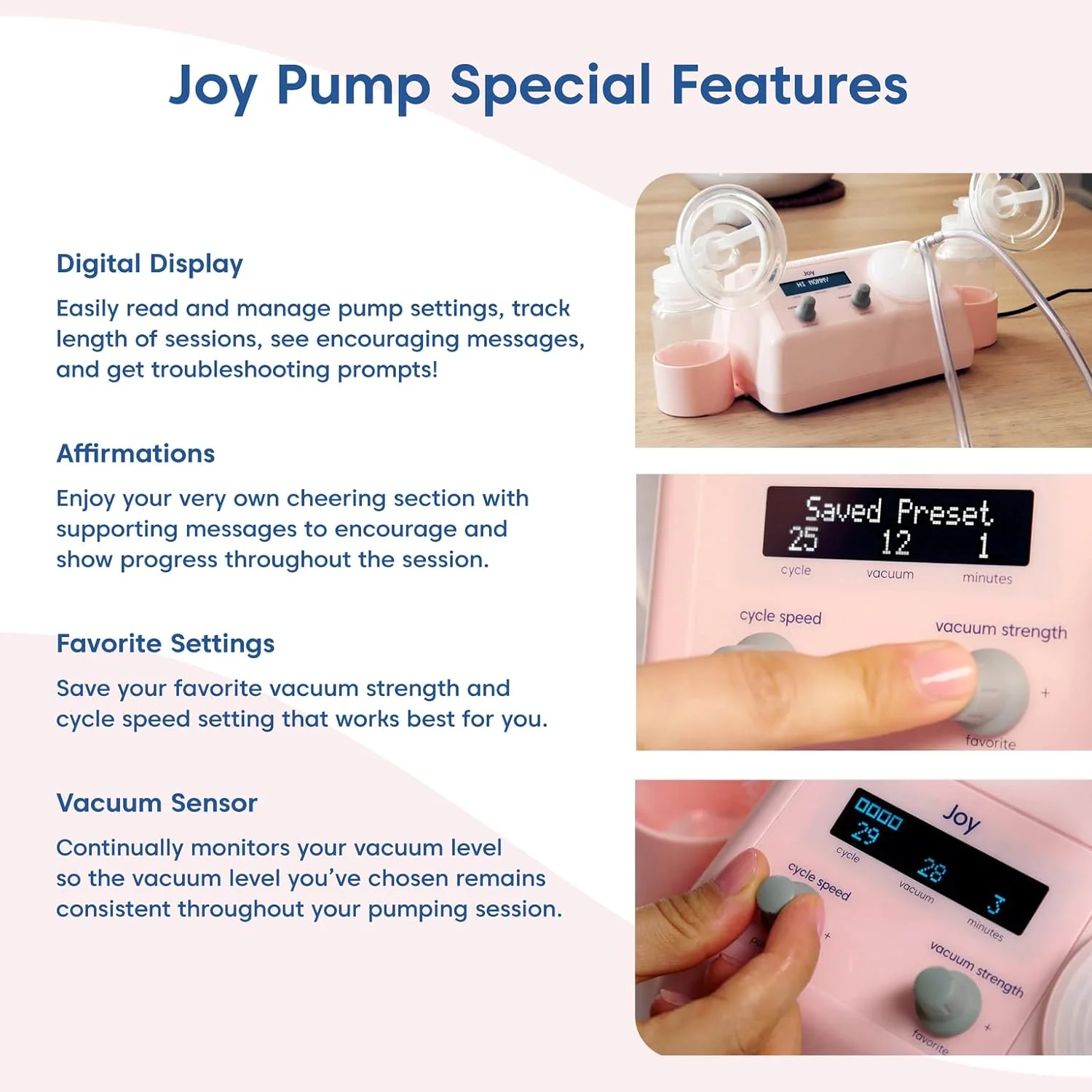 Limerick Joy Standard Digital Breast Pump, Hospital Grade Compression & Vaccum Technology, Dual Soft Silicone Breast Cups, Digital Display - Image 7