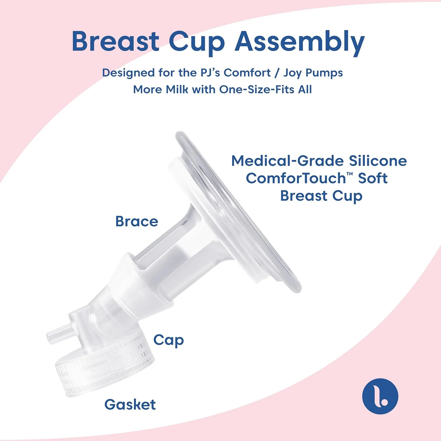 Limerick Silicone Breast Cup Assembly, One Size Fits All, Includes Breast Cup, Cap, Brace & Gasket - Image 3